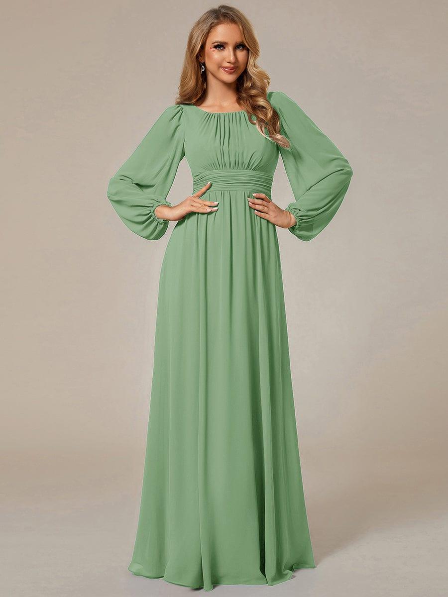 ever CELESTE|Chiffon Long Sleeve Pleated Maxi Bridesmaid Dress