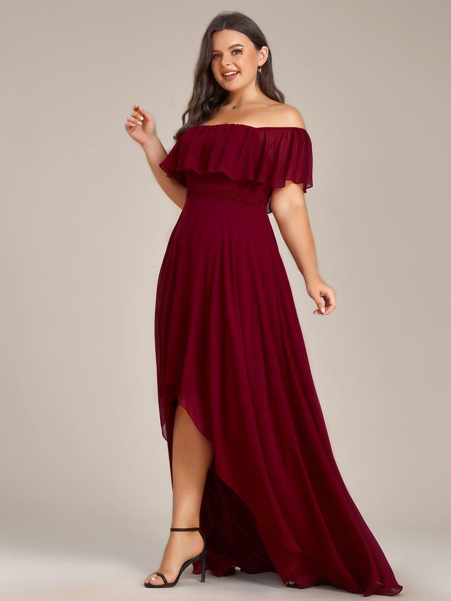 Chiffon Off-The-Shoulder High Low Bridesmaid Dress(Final Sale)
