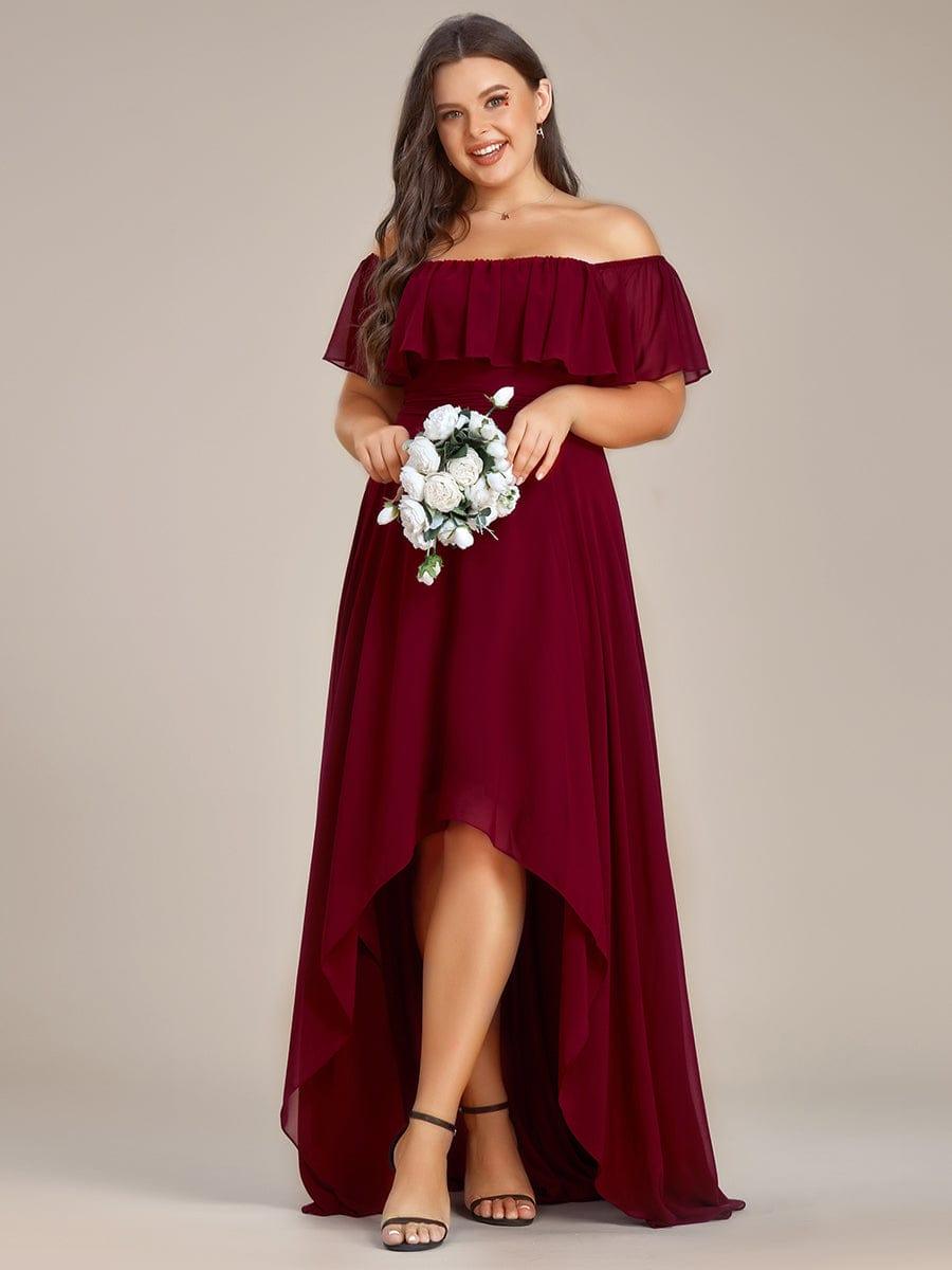 Chiffon Off-The-Shoulder High Low Bridesmaid Dress(Final Sale)