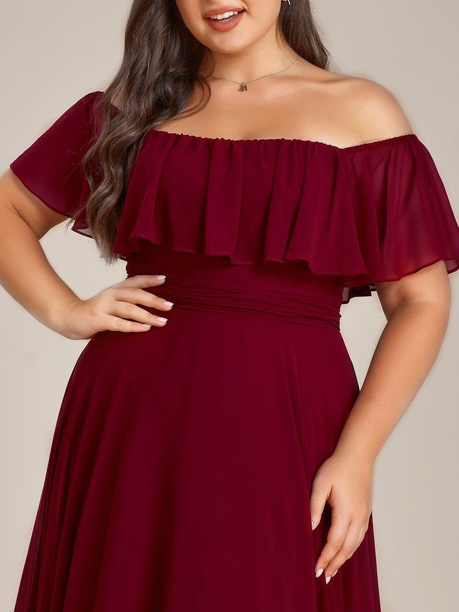 Chiffon Off-The-Shoulder High Low Bridesmaid Dress(Final Sale)