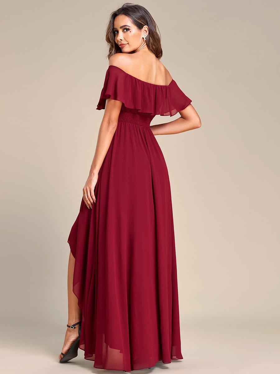 Chiffon Off-The-Shoulder High Low Bridesmaid Dress(Final Sale)