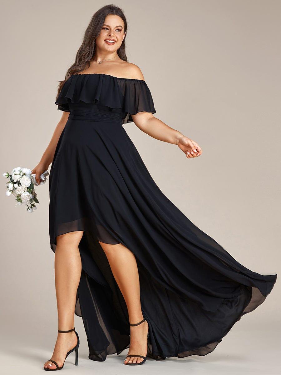 Chiffon Off-The-Shoulder High Low Bridesmaid Dress(Final Sale)