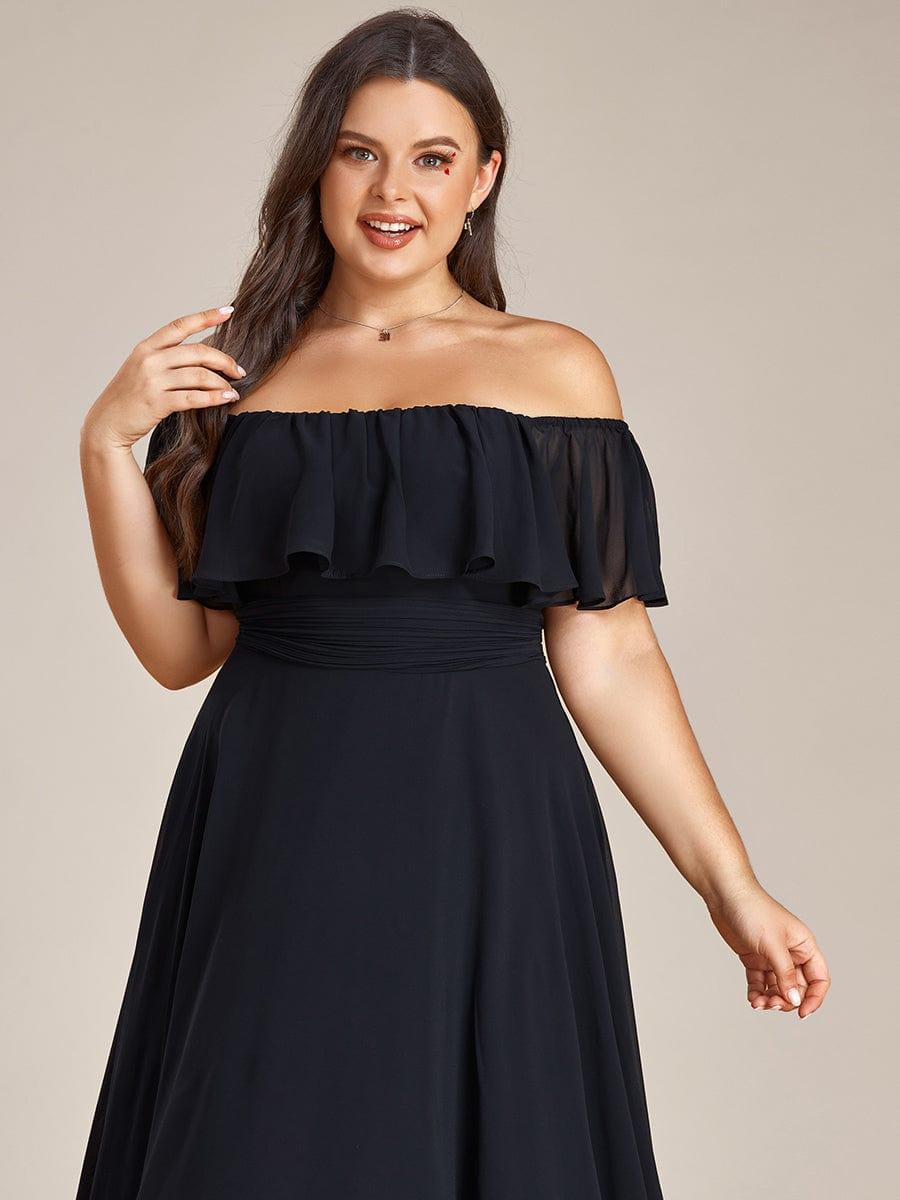Chiffon Off-The-Shoulder High Low Bridesmaid Dress(Final Sale)