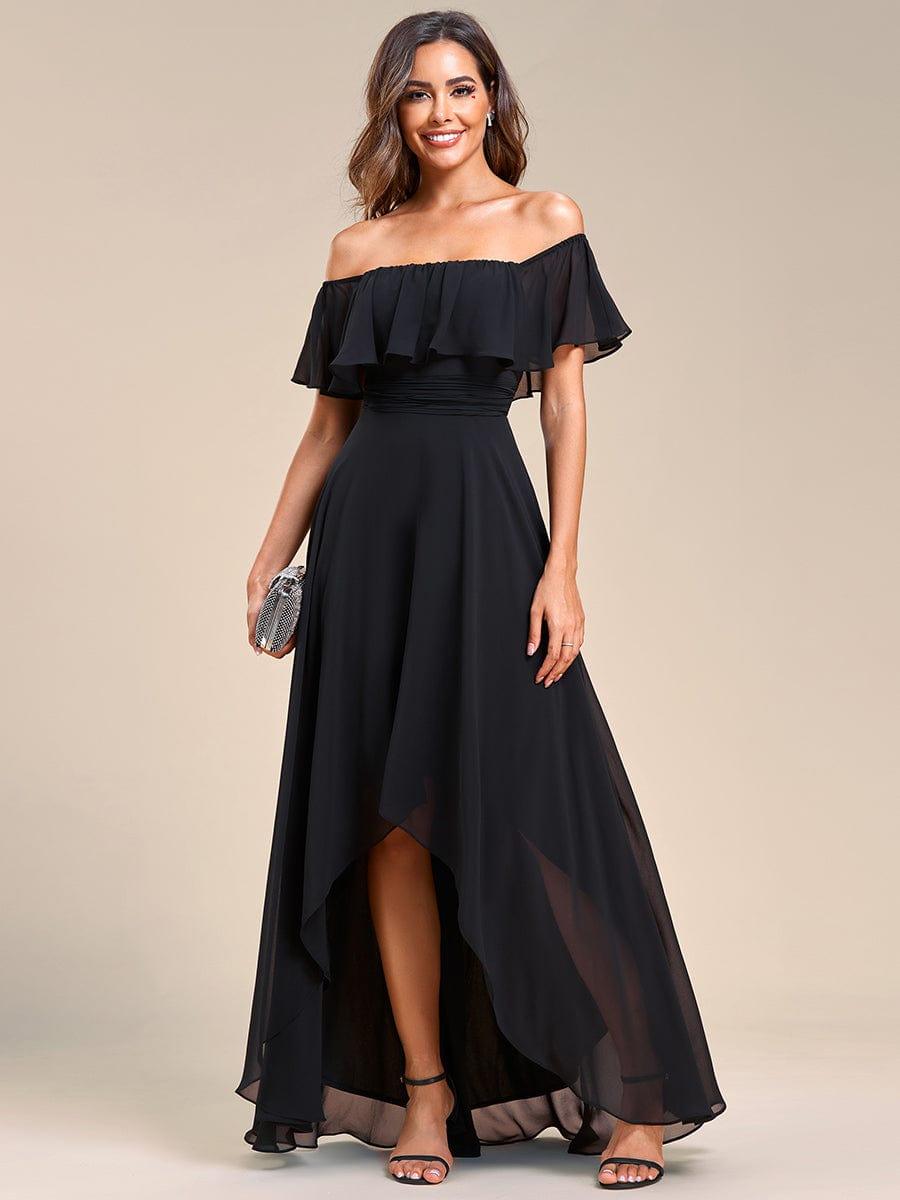 Chiffon Off-The-Shoulder High Low Bridesmaid Dress(Final Sale)