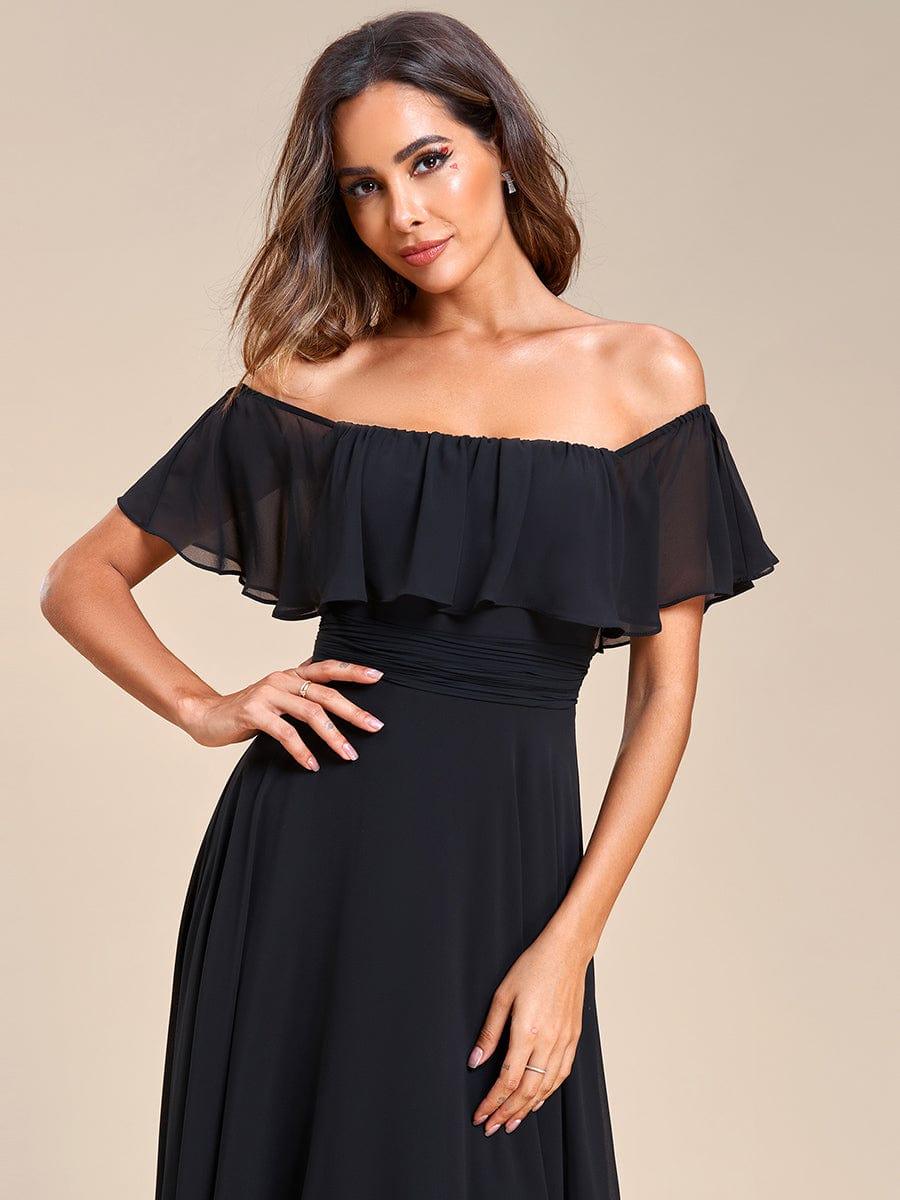 Chiffon Off-The-Shoulder High Low Bridesmaid Dress(Final Sale)