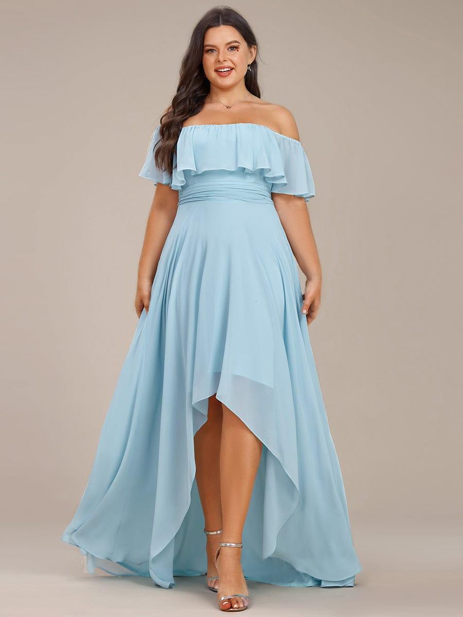 Chiffon Off-The-Shoulder High Low Bridesmaid Dress(Final Sale)