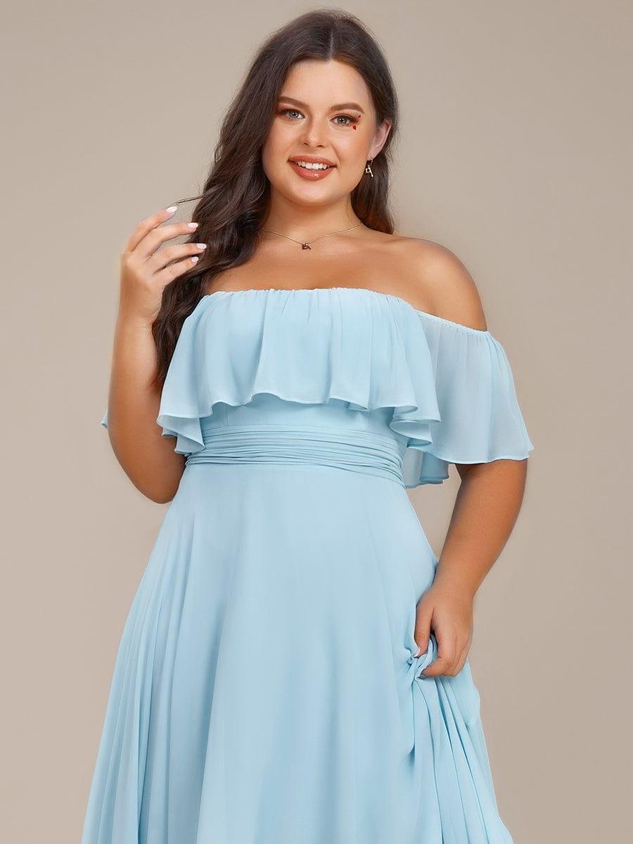 Chiffon Off-The-Shoulder High Low Bridesmaid Dress(Final Sale)