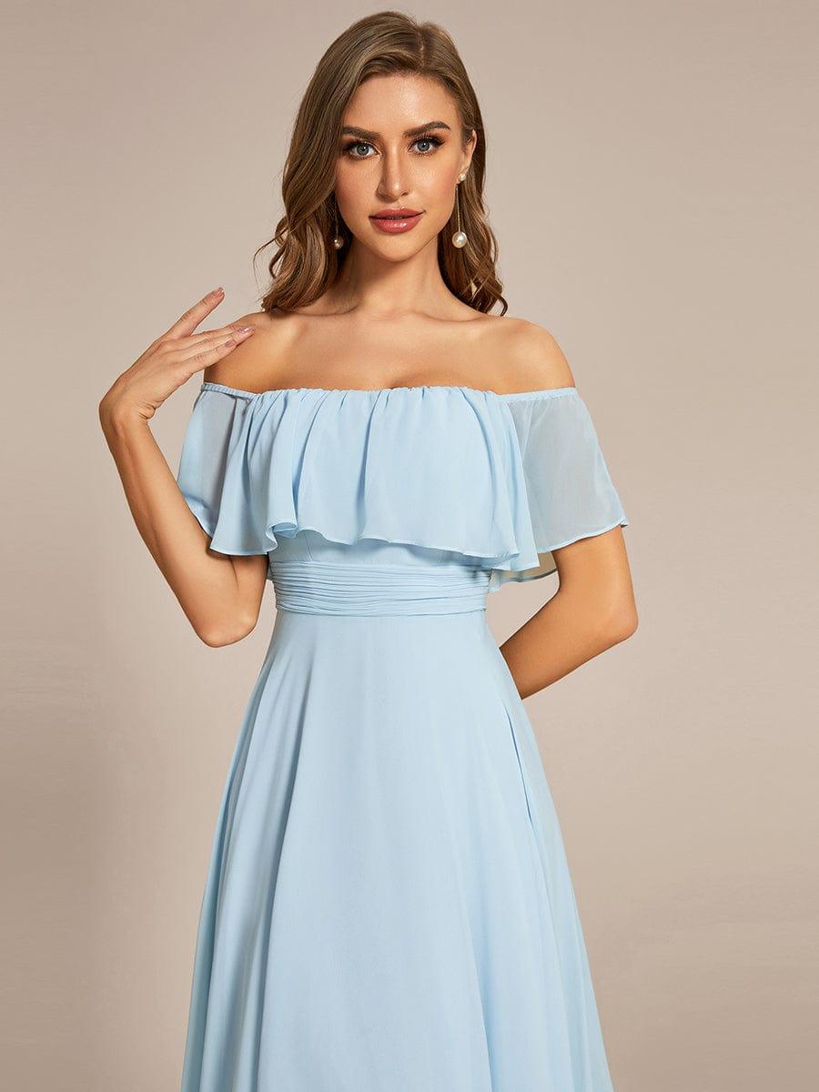Chiffon Off-The-Shoulder High Low Bridesmaid Dress(Final Sale)
