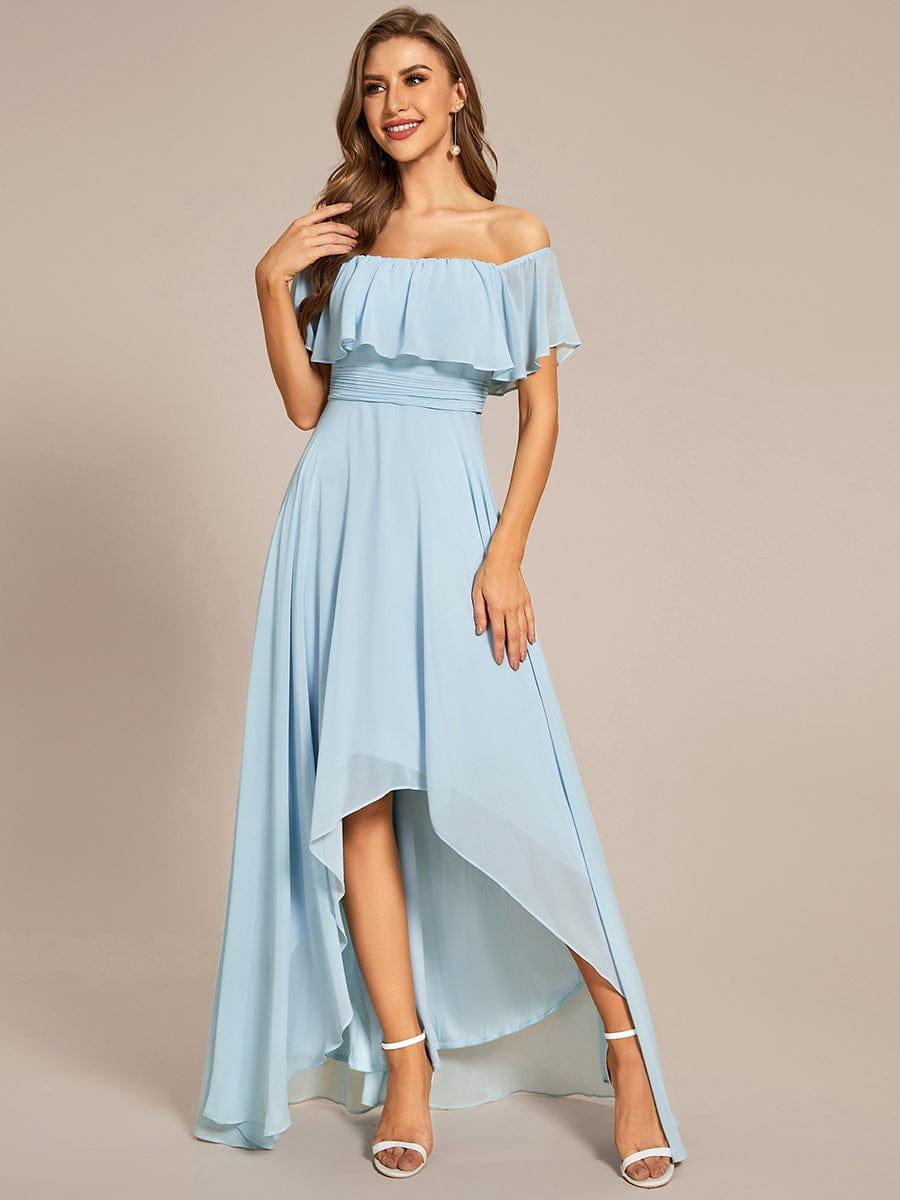 Chiffon Off-The-Shoulder High Low Bridesmaid Dress(Final Sale)