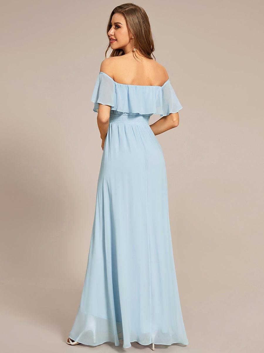 Chiffon Off-The-Shoulder High Low Bridesmaid Dress(Final Sale)