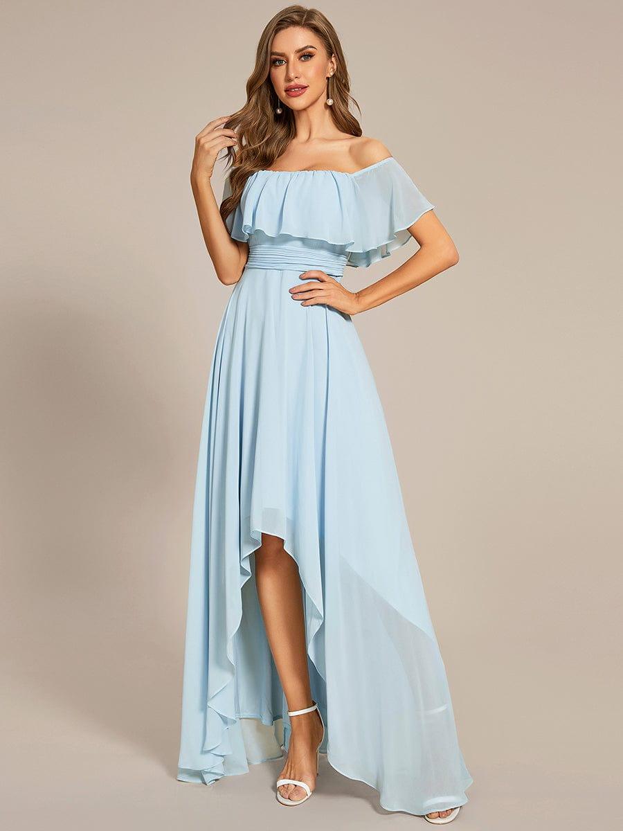 Chiffon Off-The-Shoulder High Low Bridesmaid Dress(Final Sale)