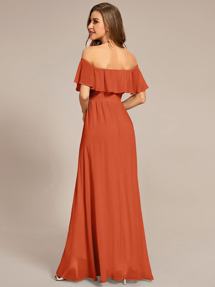 Chiffon Off-The-Shoulder High Low Bridesmaid Dress(Final Sale)