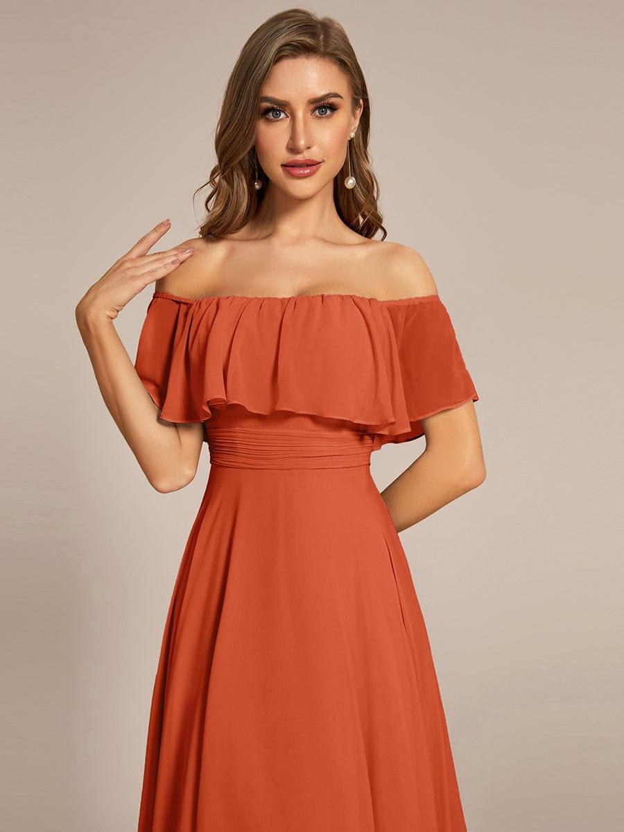 Chiffon Off-The-Shoulder High Low Bridesmaid Dress(Final Sale)