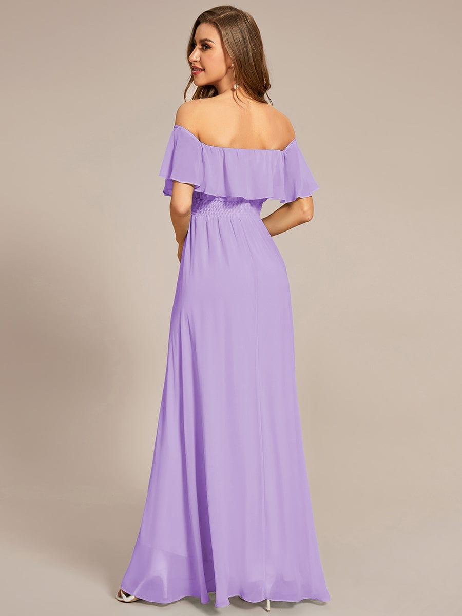 Chiffon Off-The-Shoulder High Low Bridesmaid Dress(Final Sale)