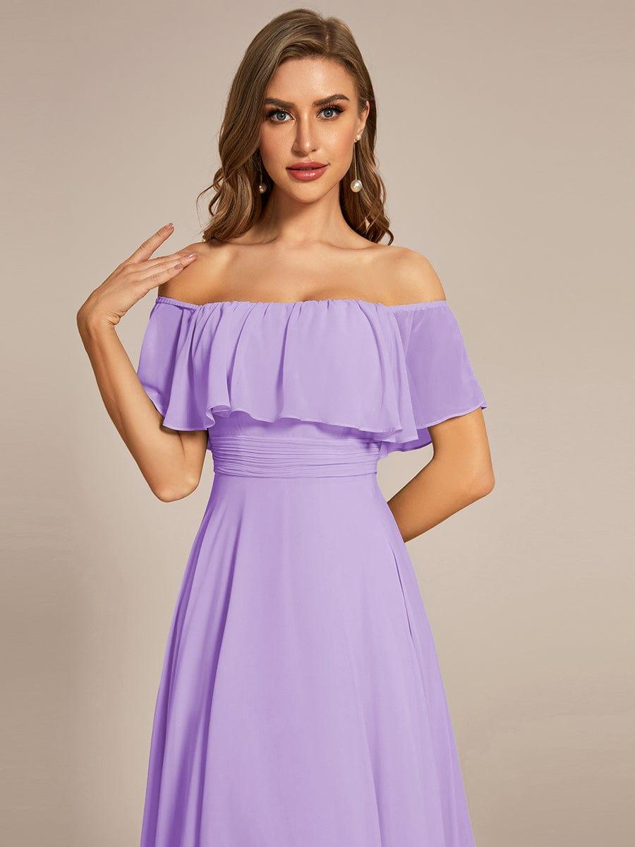 Chiffon Off-The-Shoulder High Low Bridesmaid Dress(Final Sale)