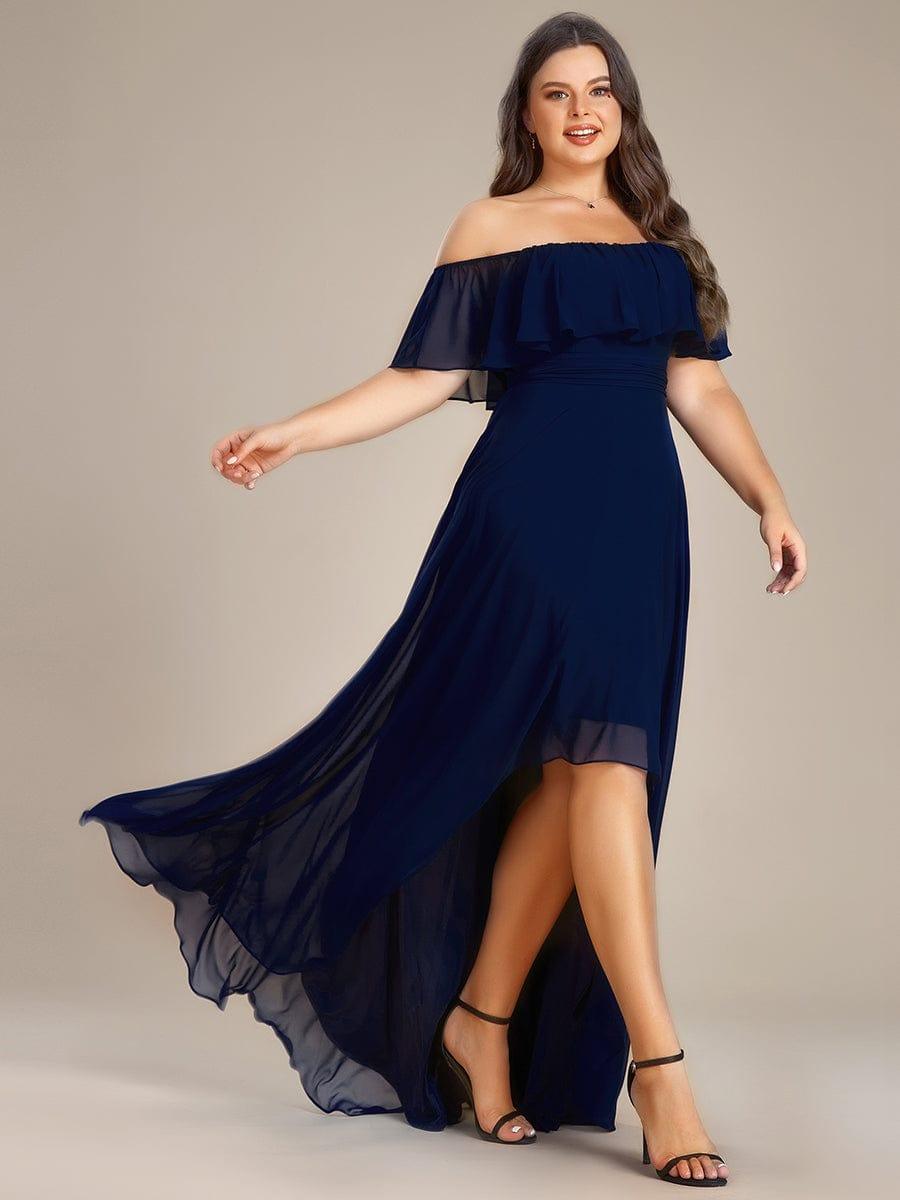 Chiffon Off-The-Shoulder High Low Bridesmaid Dress(Final Sale)