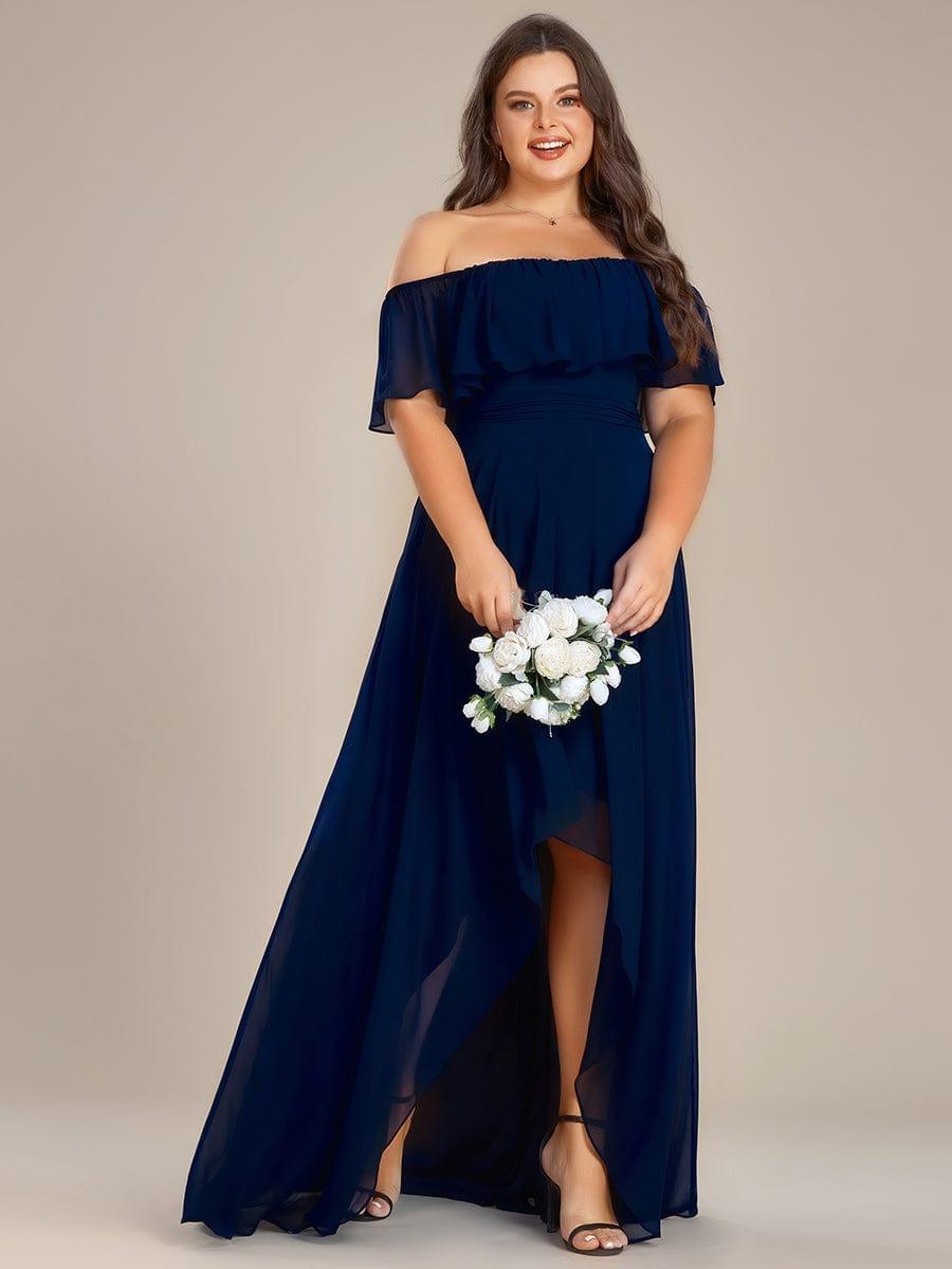 Chiffon Off-The-Shoulder High Low Bridesmaid Dress(Final Sale)