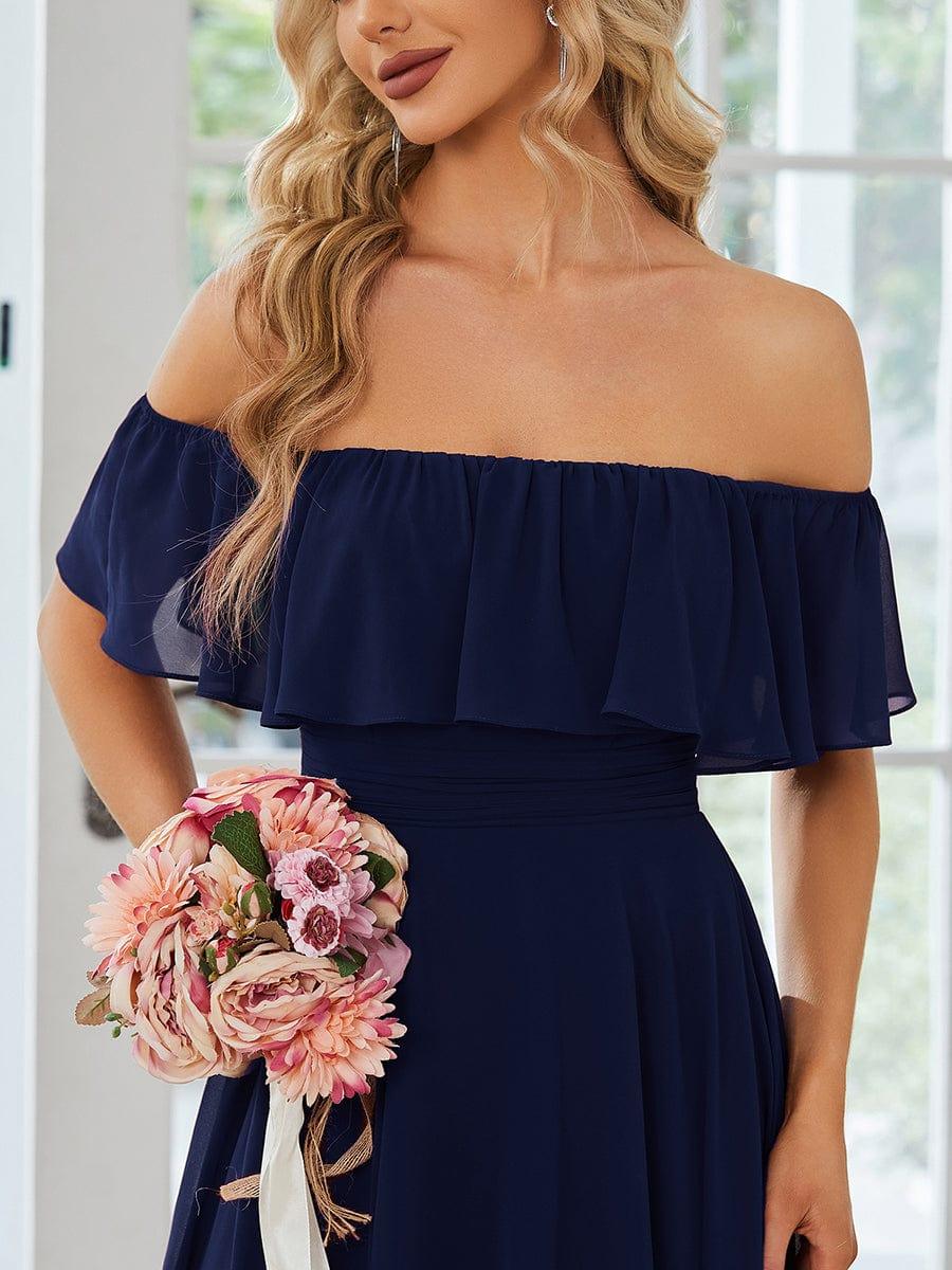 Chiffon Off-The-Shoulder High Low Bridesmaid Dress(Final Sale)
