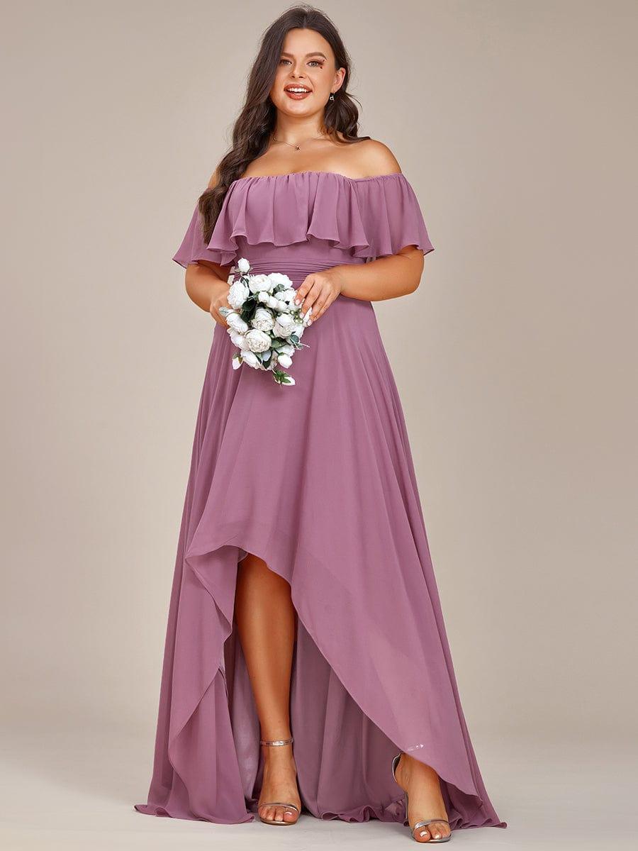 Chiffon Off-The-Shoulder High Low Bridesmaid Dress(Final Sale)