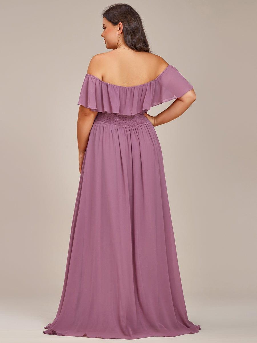 Chiffon Off-The-Shoulder High Low Bridesmaid Dress(Final Sale)