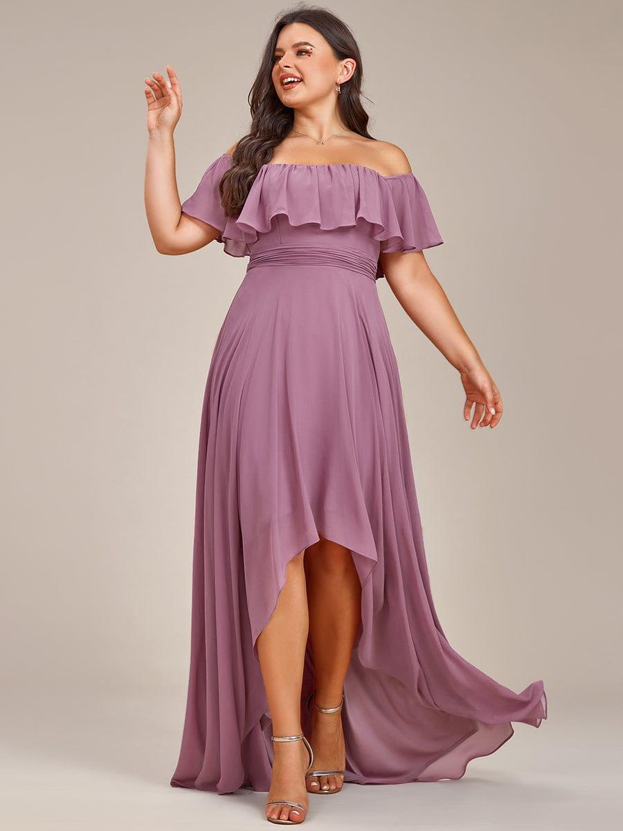 Chiffon Off-The-Shoulder High Low Bridesmaid Dress(Final Sale)