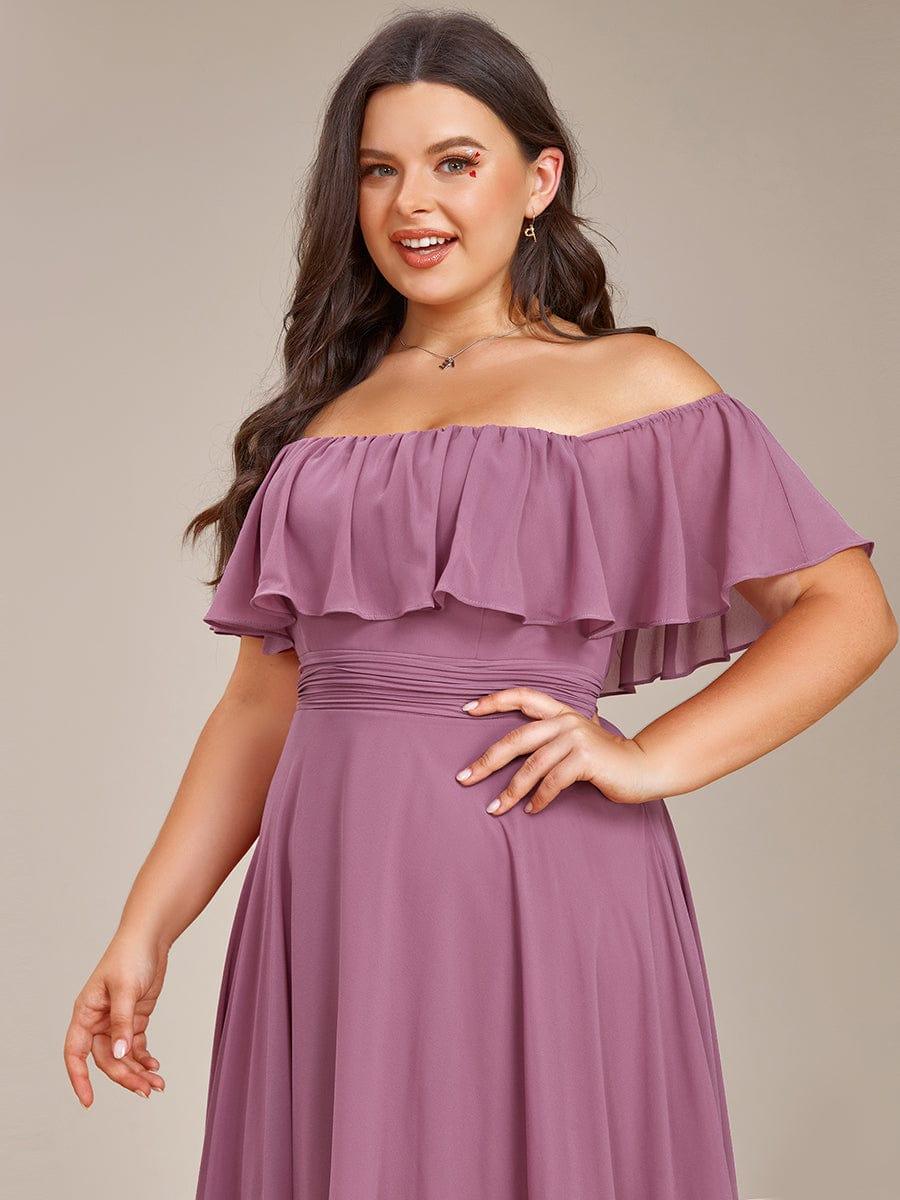 Chiffon Off-The-Shoulder High Low Bridesmaid Dress(Final Sale)