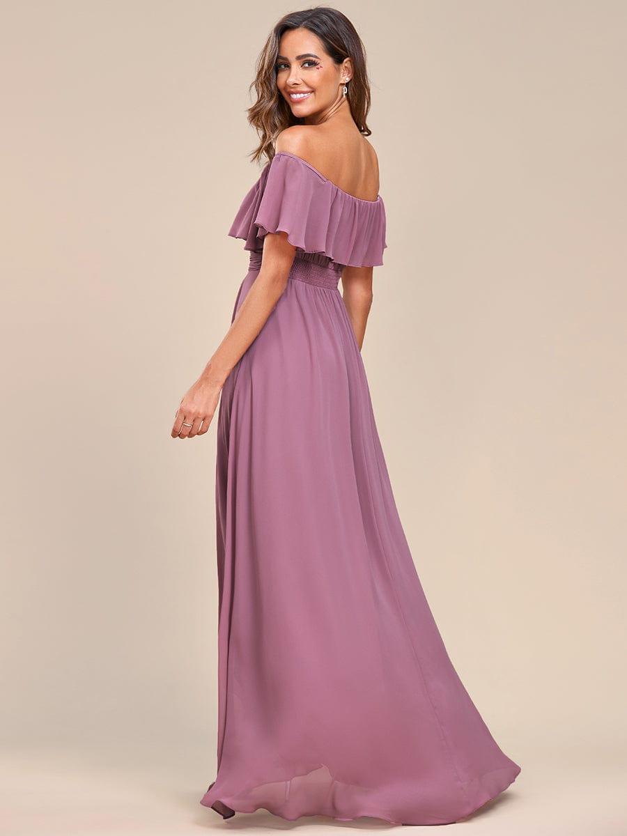 Chiffon Off-The-Shoulder High Low Bridesmaid Dress(Final Sale)