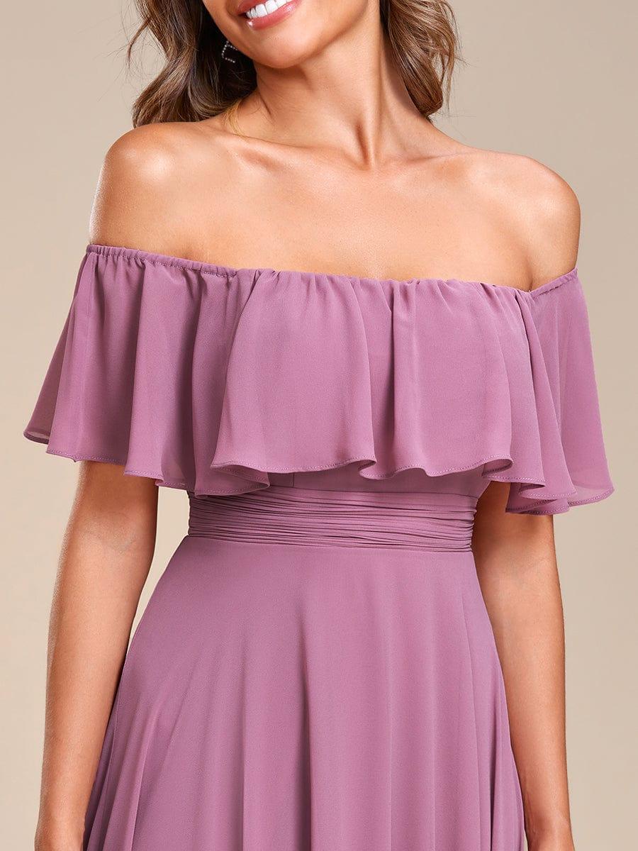 Chiffon Off-The-Shoulder High Low Bridesmaid Dress(Final Sale)