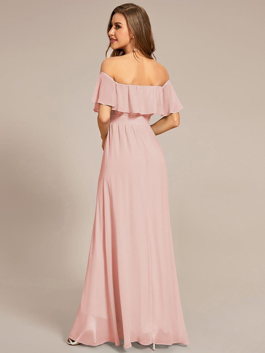 Chiffon Off-The-Shoulder High Low Bridesmaid Dress(Final Sale)