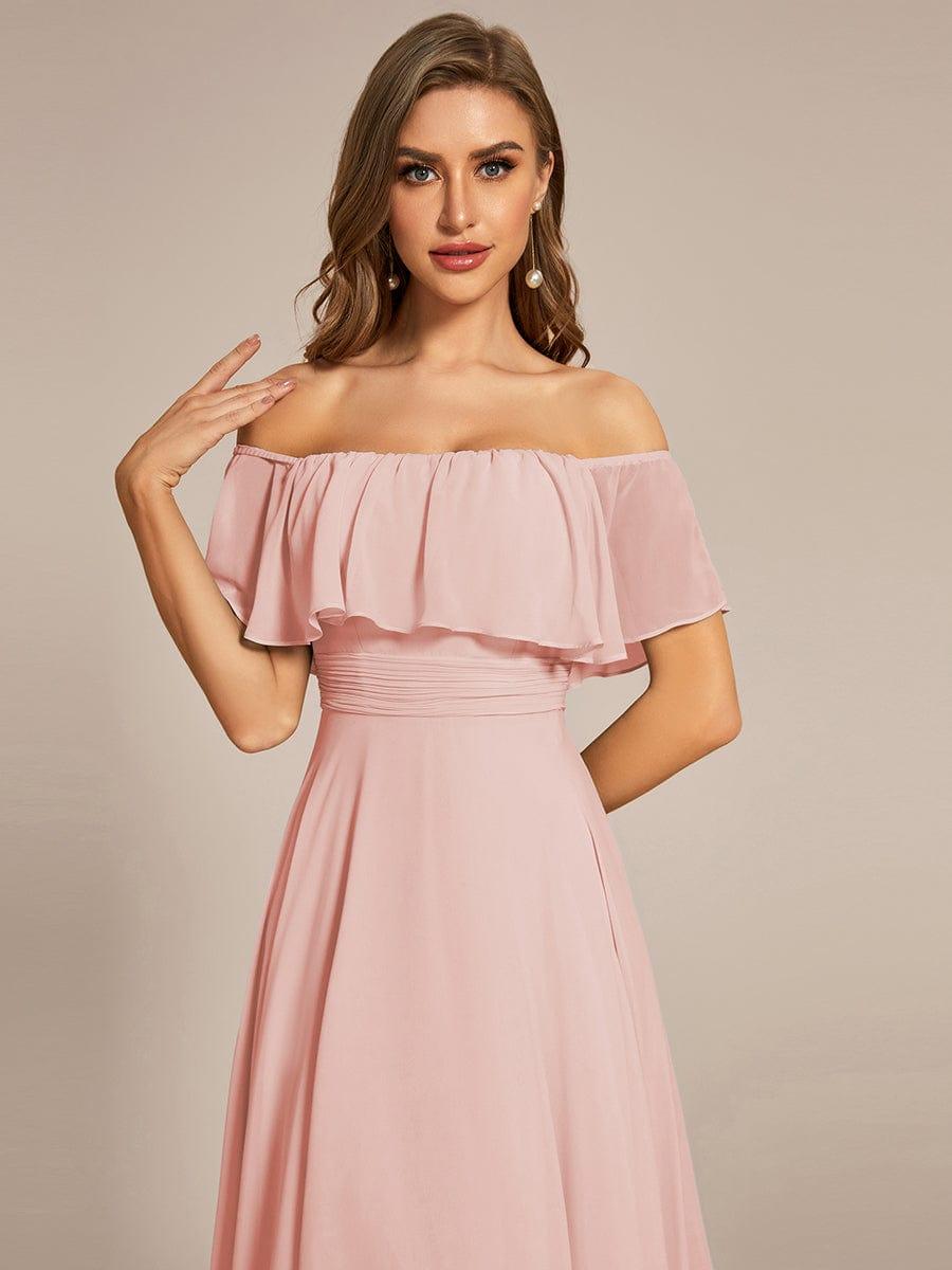 Chiffon Off-The-Shoulder High Low Bridesmaid Dress(Final Sale)