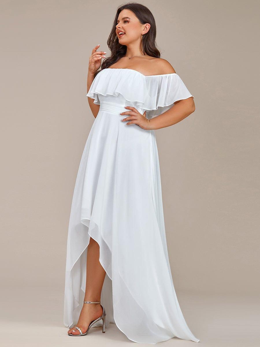 Chiffon Off-The-Shoulder High Low Bridesmaid Dress(Final Sale)