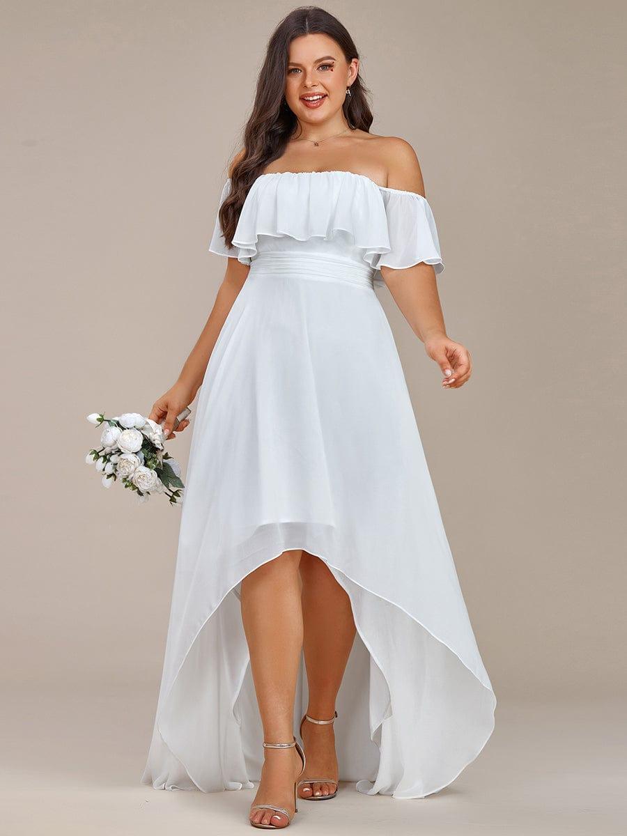 Chiffon Off-The-Shoulder High Low Bridesmaid Dress(Final Sale)