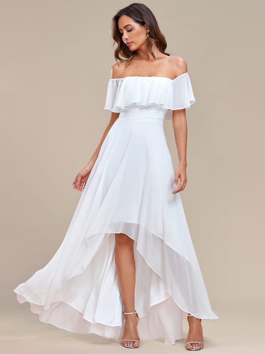 Chiffon Off-The-Shoulder High Low Bridesmaid Dress(Final Sale)