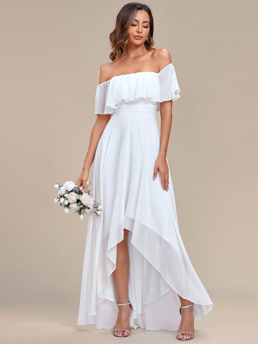 Chiffon Off-The-Shoulder High Low Bridesmaid Dress(Final Sale)