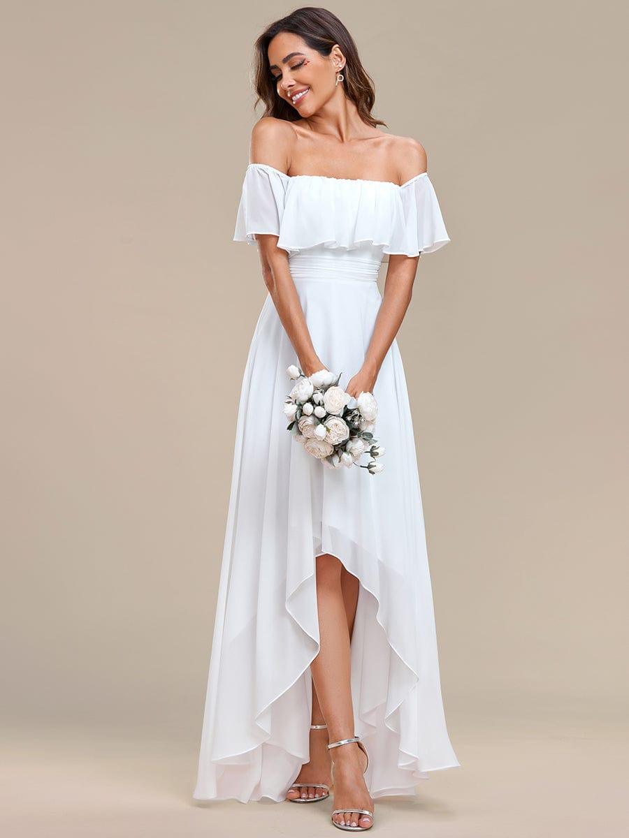 Chiffon Off-The-Shoulder High Low Bridesmaid Dress(Final Sale)