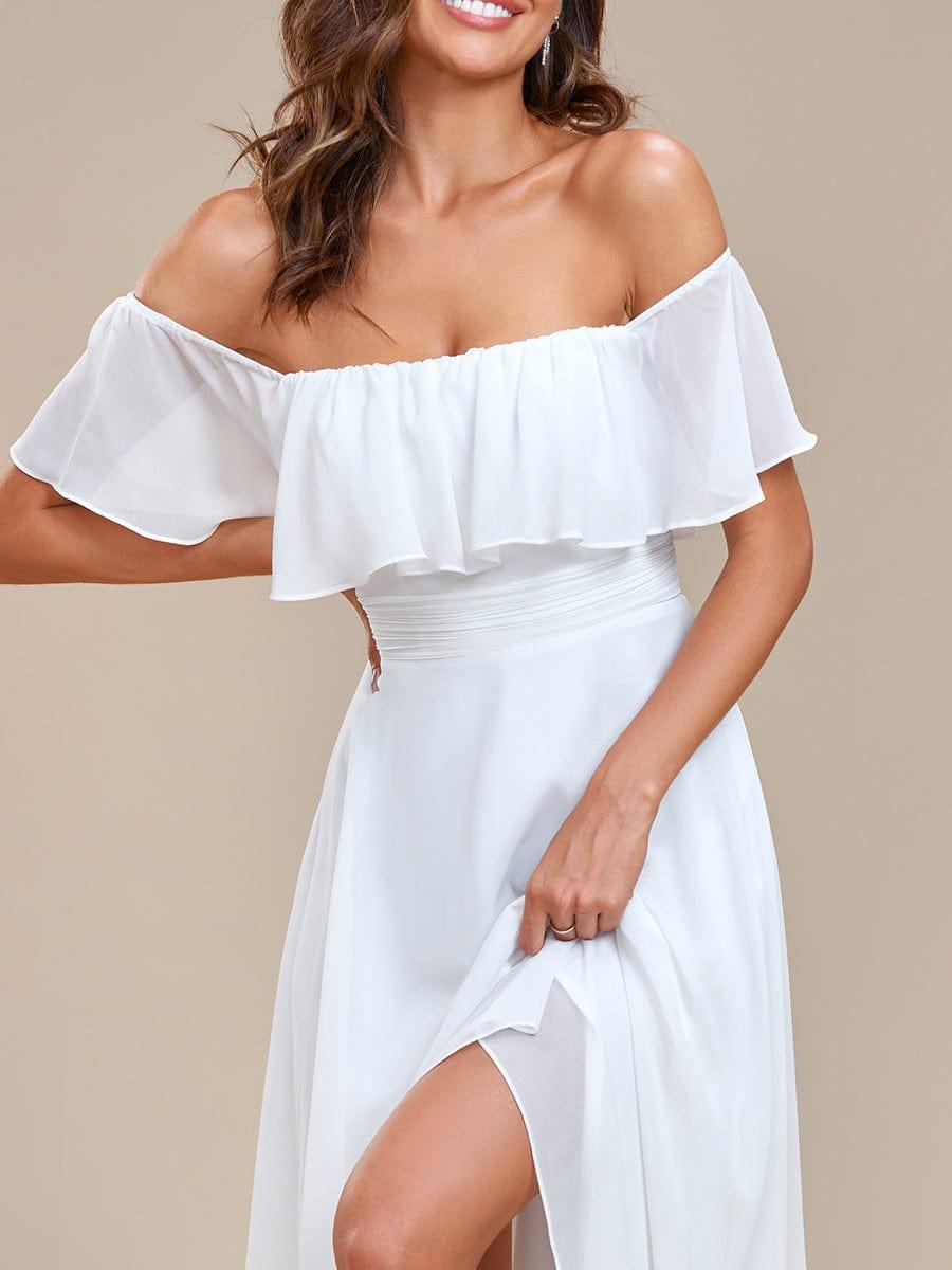 Chiffon Off-The-Shoulder High Low Bridesmaid Dress(Final Sale)