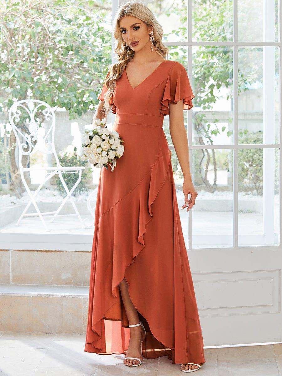 ever OREE|Charming Chiffon Bridesmaid Dress with Lotus Leaf Hemline(Final Sale)