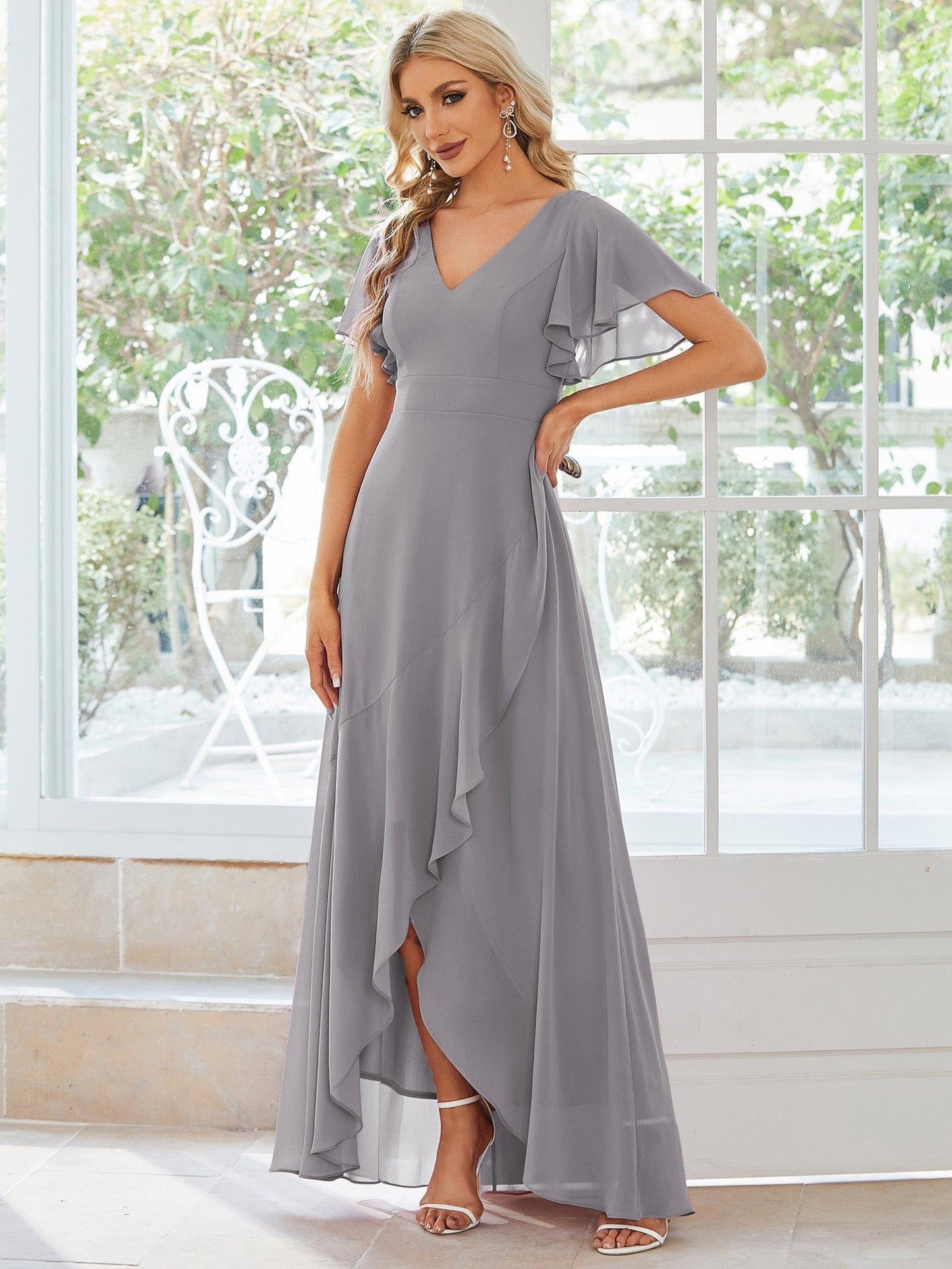 ever OREE|Charming Chiffon Bridesmaid Dress with Lotus Leaf Hemline(Final Sale)