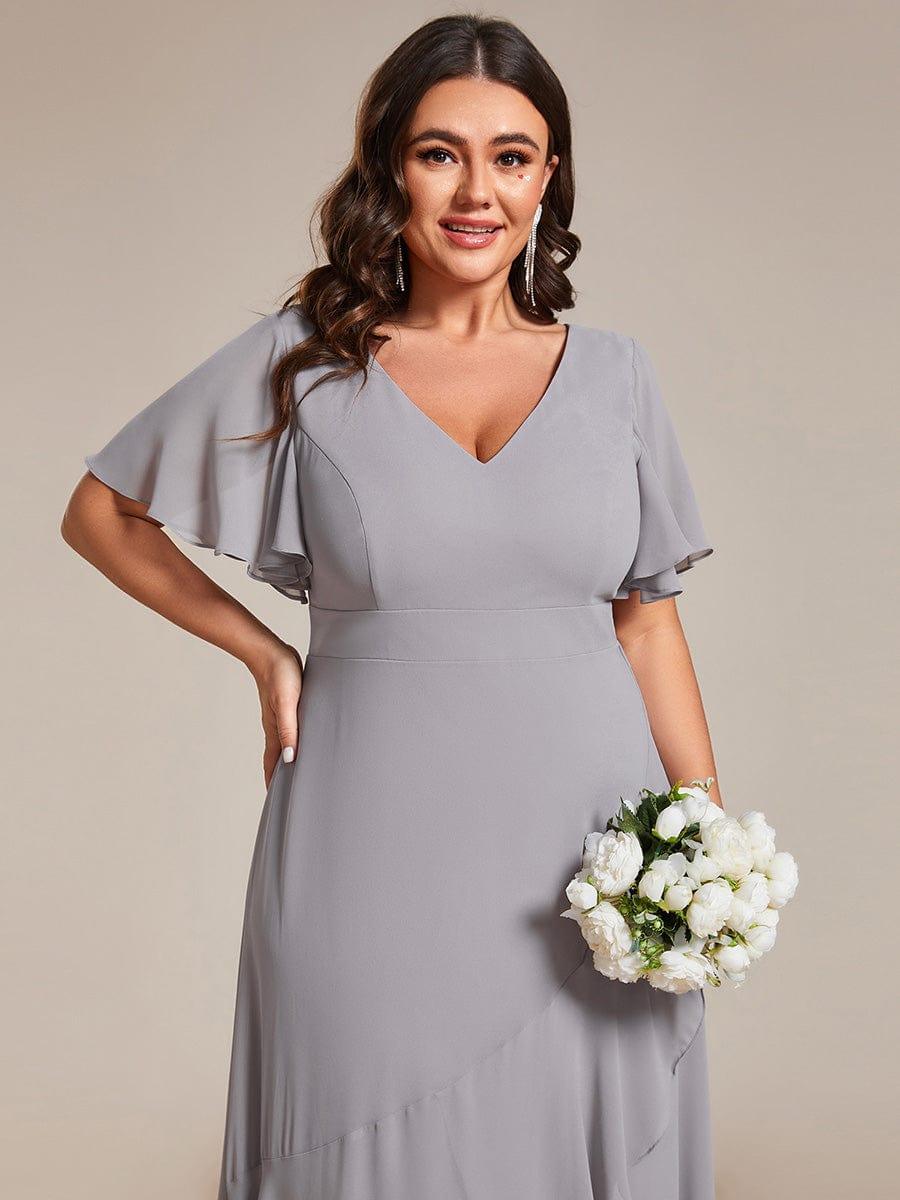 ever OREE|Charming Chiffon Bridesmaid Dress with Lotus Leaf Hemline(Final Sale)