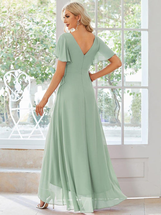 ever OREE|Charming Chiffon Bridesmaid Dress with Lotus Leaf Hemline(Final Sale)