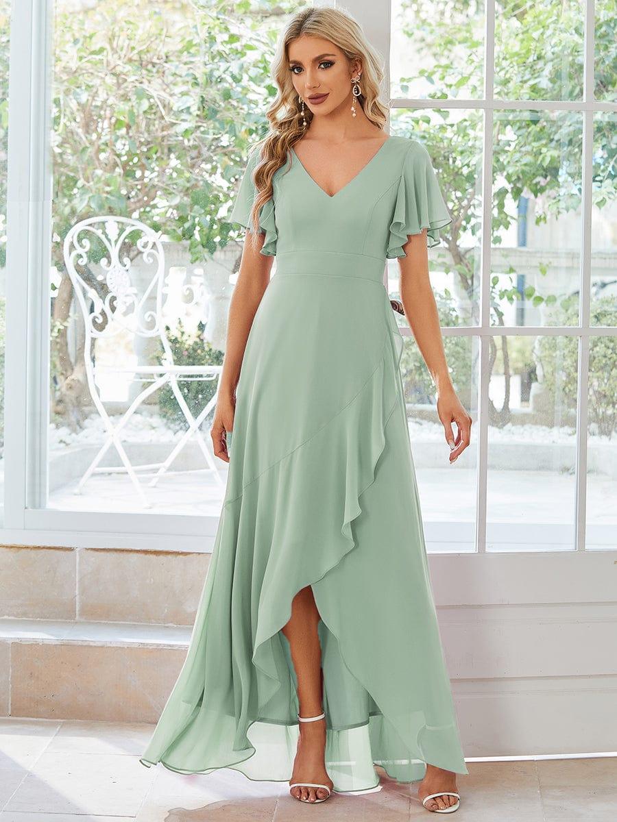 ever OREE|Charming Chiffon Bridesmaid Dress with Lotus Leaf Hemline(Final Sale)