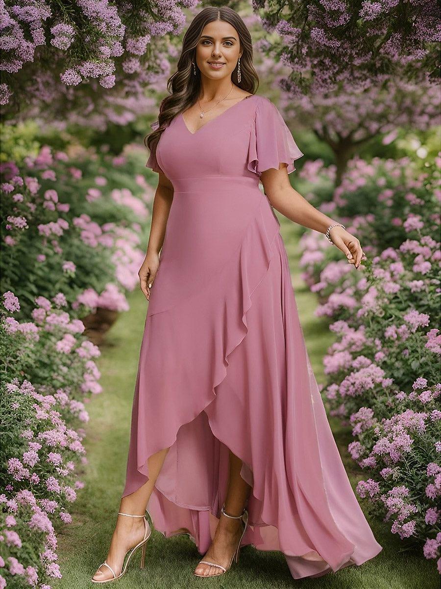 ever OREE|Charming Chiffon Bridesmaid Dress with Lotus Leaf Hemline(Final Sale)