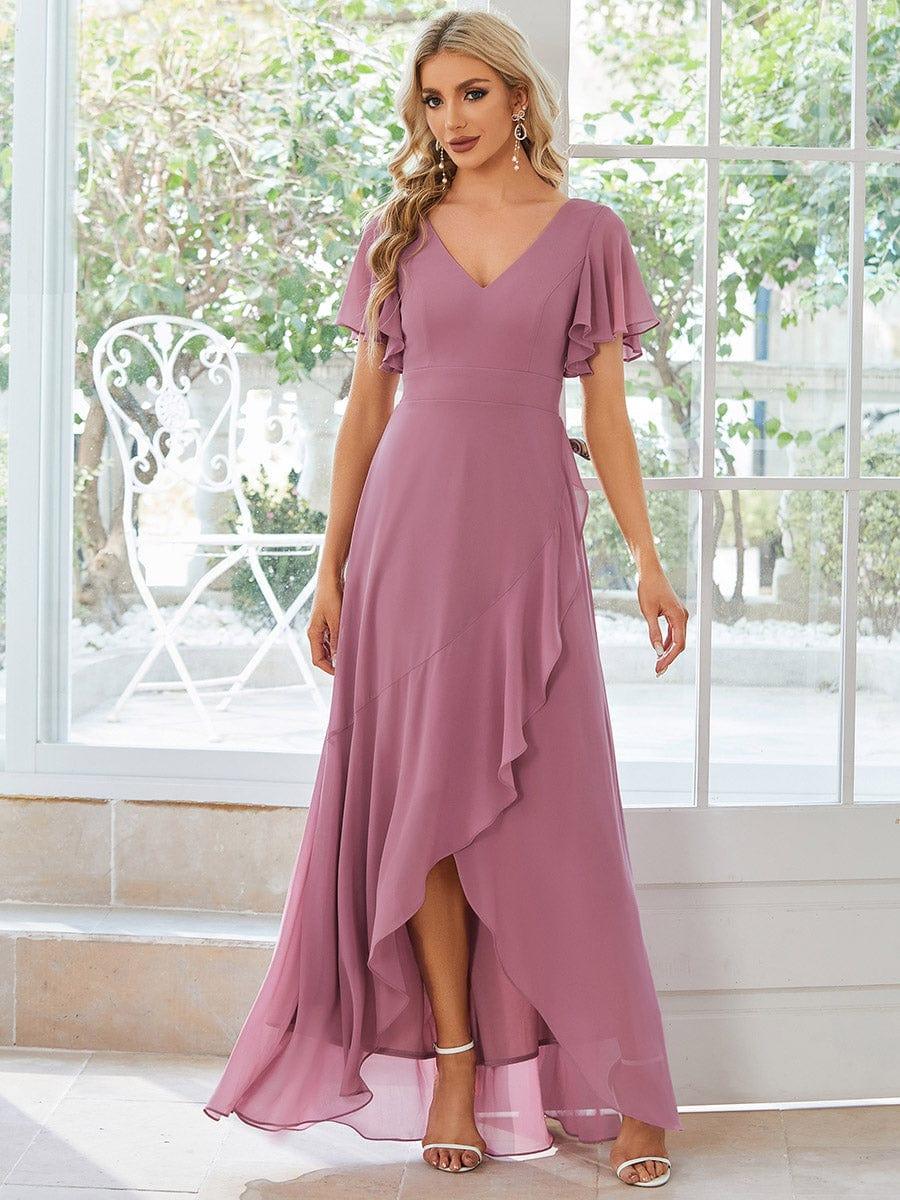 ever OREE|Charming Chiffon Bridesmaid Dress with Lotus Leaf Hemline(Final Sale)