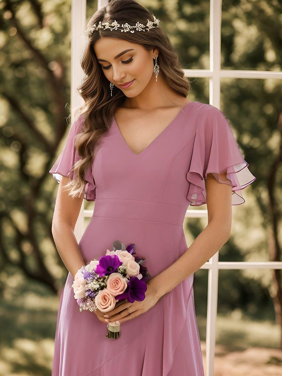 ever OREE|Charming Chiffon Bridesmaid Dress with Lotus Leaf Hemline(Final Sale)