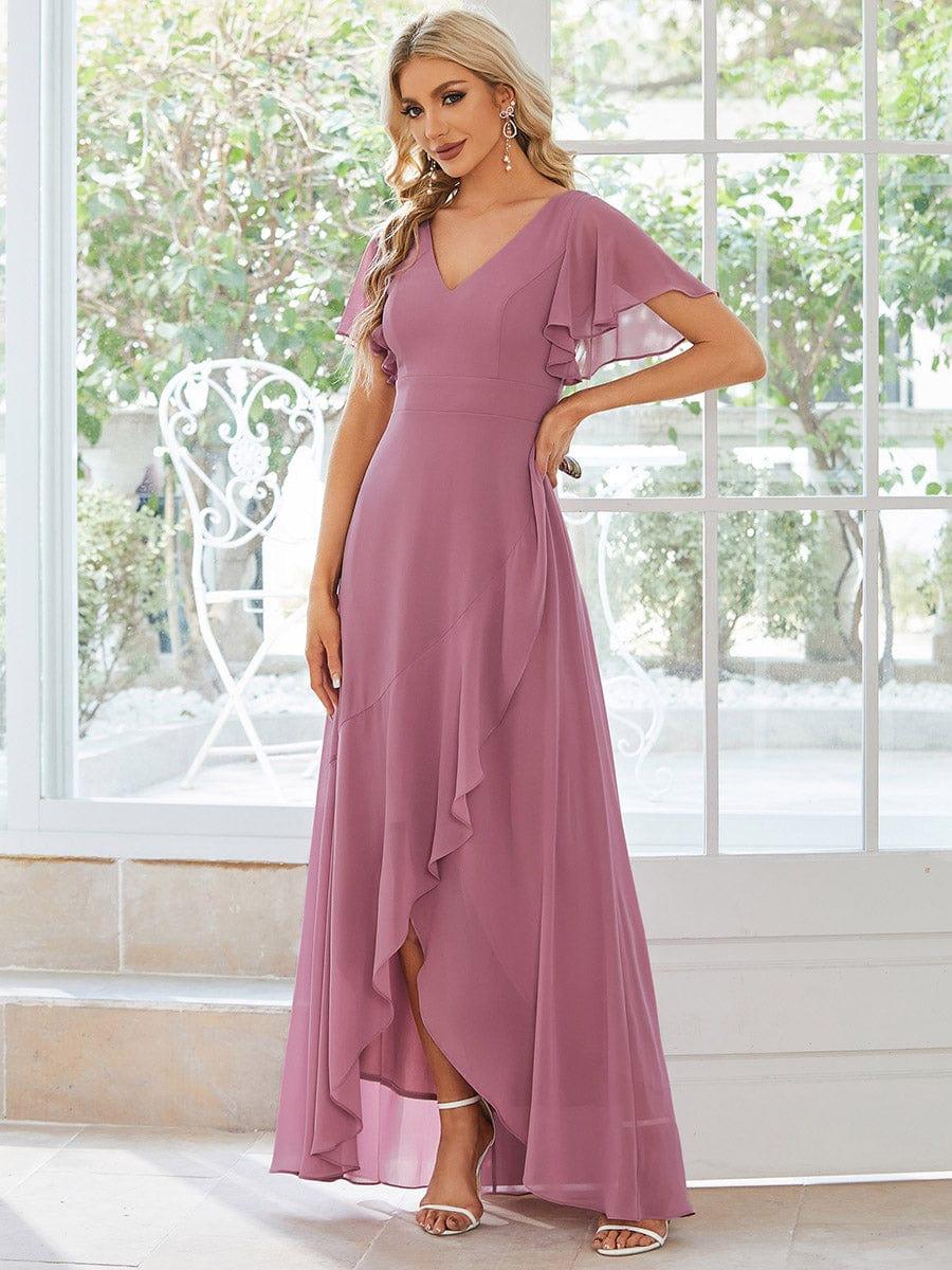 ever OREE|Charming Chiffon Bridesmaid Dress with Lotus Leaf Hemline(Final Sale)