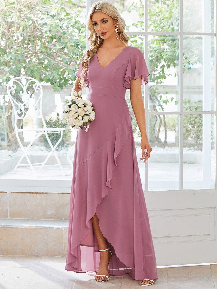 ever OREE|Charming Chiffon Bridesmaid Dress with Lotus Leaf Hemline(Final Sale)
