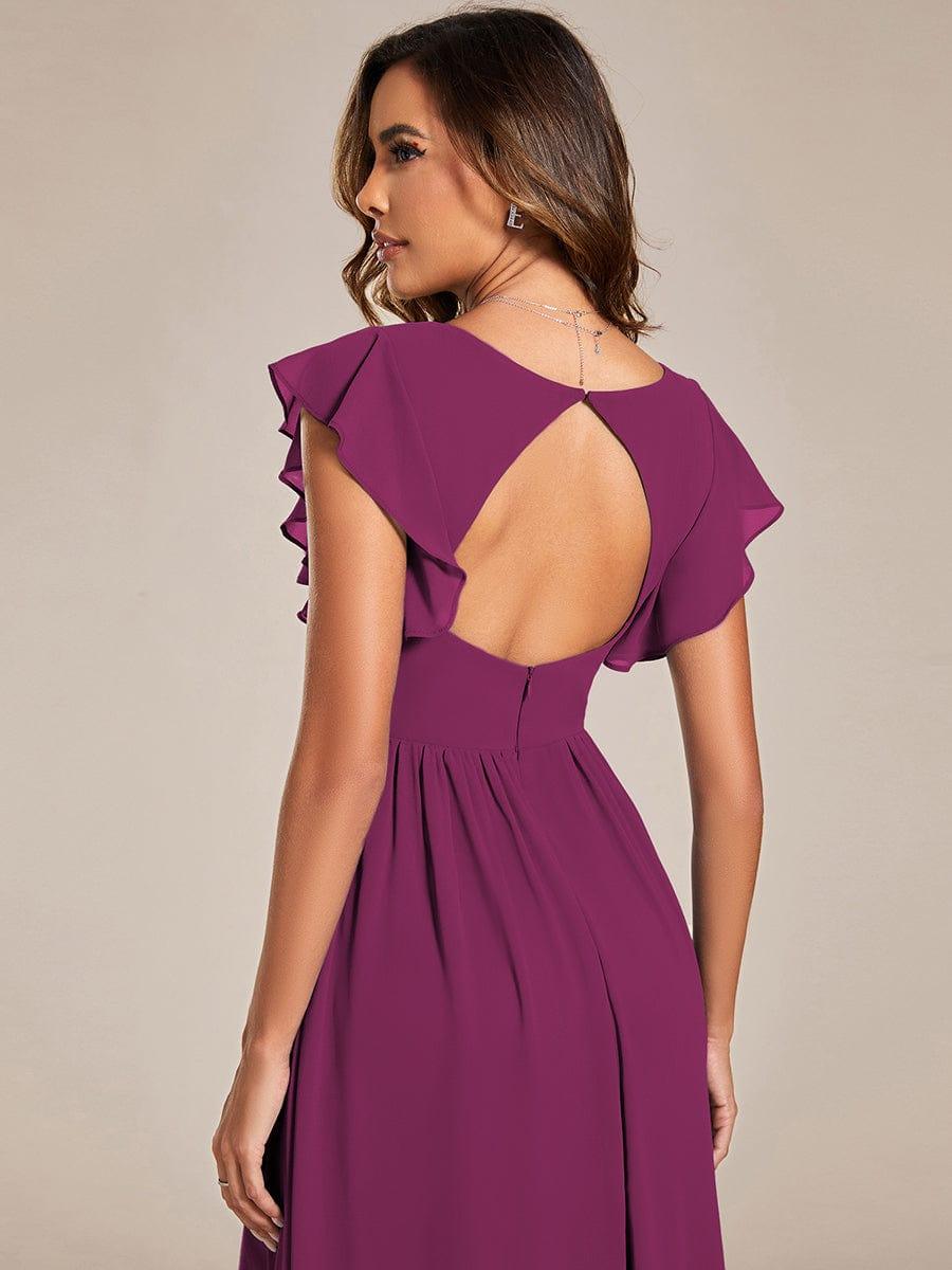 ever LILYANA|Elegant V-Neck Open Back Ruffled Sleeves Chiffon Bridesmaid Dress