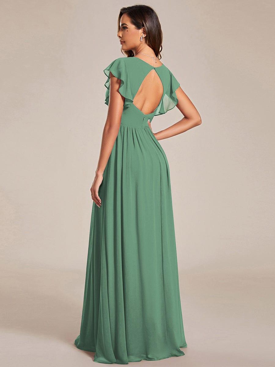 ever LILYANA|Elegant V-Neck Open Back Ruffled Sleeves Chiffon Bridesmaid Dress