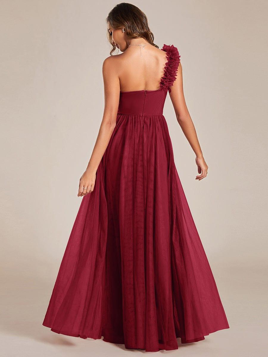 ever CLOE|Elegant One Shoulder Maxi Tulle High Slit Bridesmaid Dress