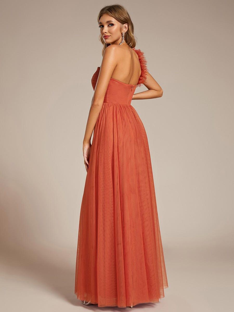 ever CLOE|Elegant One Shoulder Maxi Tulle High Slit Bridesmaid Dress
